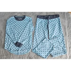 PJ Savage Mint & Grey Polka Dot Pajama Set, Long Sleeve/Pants Women’s Size S